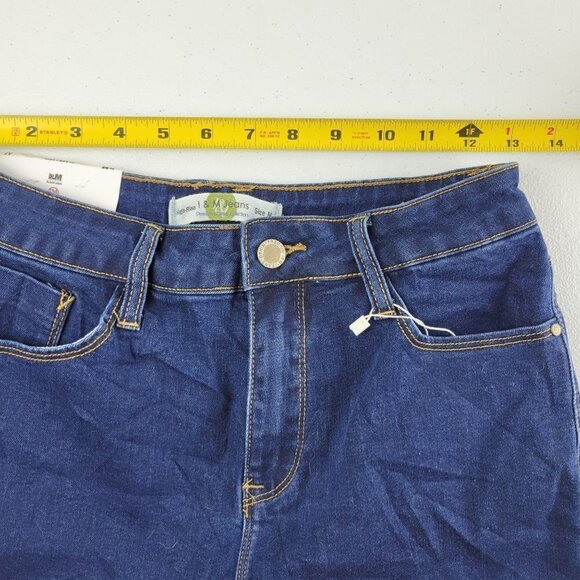 I&M Kylie High Rise Cuffed Shorts Stretch Denim Dark Wash Medium Womens NWT - Picture 10 of 12